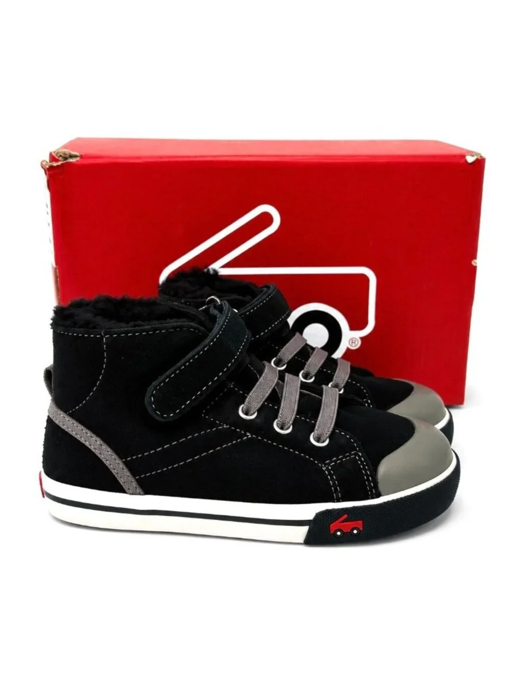See Kai Run Seymour Devon Black Shearling High Top Sneakers Kids 12.5 EU 30